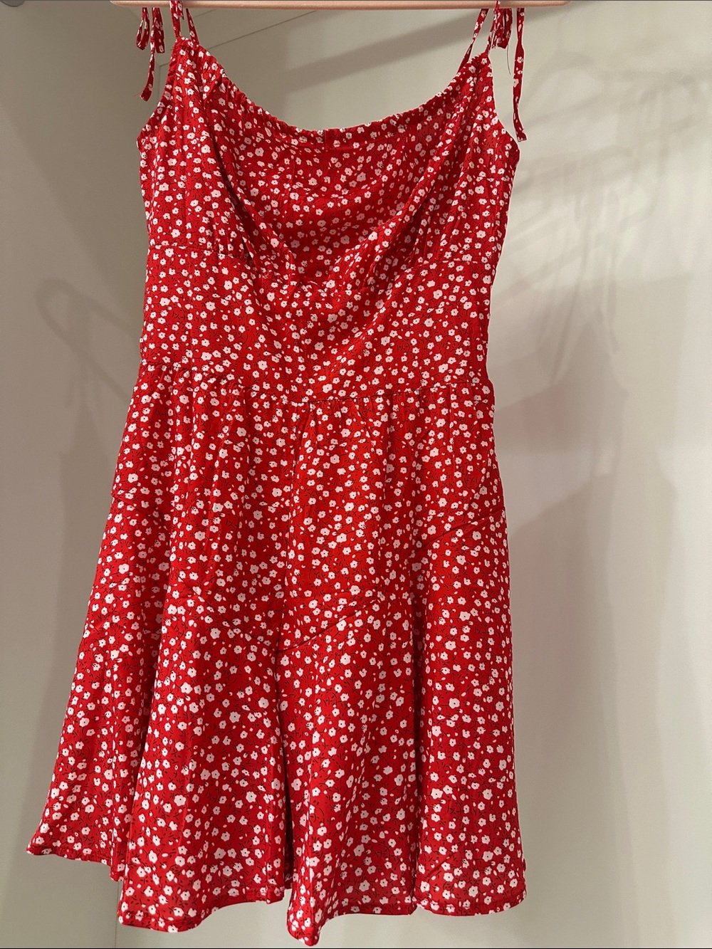 Women’s small Red Floral Tie-Strap Sundress.  Like new
